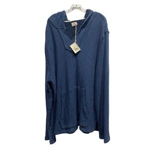 Faherty‎ Brand Men's Blue Knit Hooded Poncho Pullover Sweater XXL